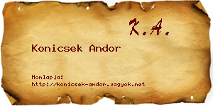 Konicsek Andor névjegykártya